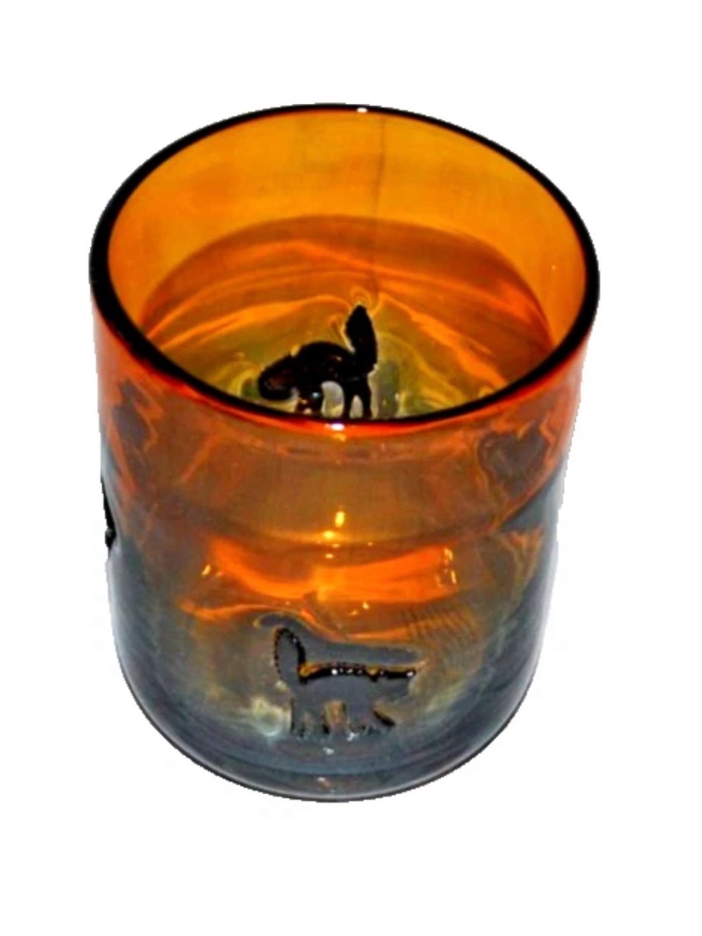 NEW Anthropologie Black Cat Halloween Juice Glass 4.25" Tall~3.5" Diameter